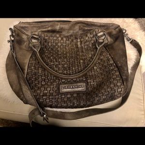 Olive Green Liebeskind Woven Leather Crossbody Bag